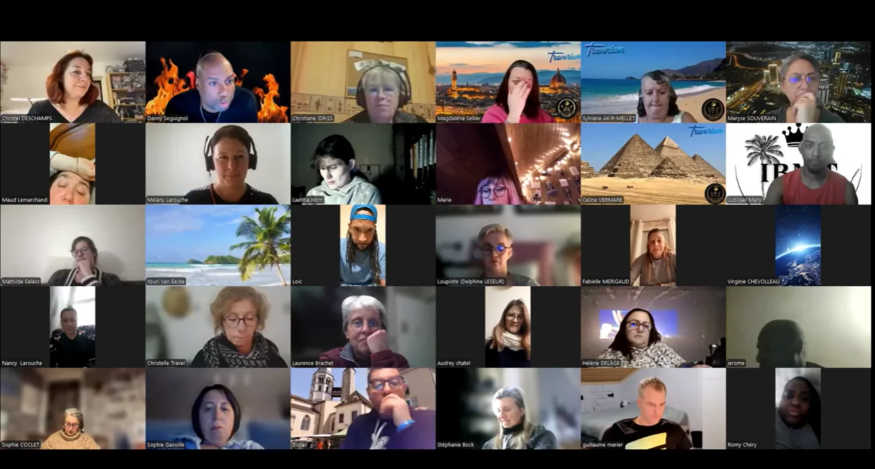 Rencontre Zoom de formation et de leadership réunissant l’équipe francophone ClubVoyage.vip